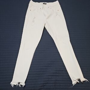 Express White Distressed Skinny Jeans